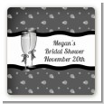 Champagne Glasses - Square Personalized Bridal Shower Sticker Labels thumbnail