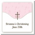 Cross Pink - Square Personalized Baptism / Christening Sticker Labels thumbnail