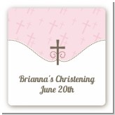 Cross Pink - Square Personalized Baptism / Christening Sticker Labels