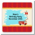 Fire Truck - Square Personalized Birthday Party Sticker Labels thumbnail