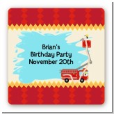 Fire Truck - Square Personalized Birthday Party Sticker Labels