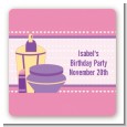 Glamour Girl - Square Personalized Birthday Party Sticker Labels thumbnail