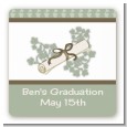Graduation Diploma - Square Personalized Graduation Party Sticker Labels thumbnail