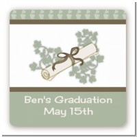 Graduation Diploma - Square Personalized Graduation Party Sticker Labels