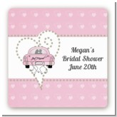 Just Married - Square Personalized Bridal Shower Sticker Labels