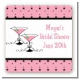 Martini Glasses - Square Personalized Bridal Shower Sticker Labels thumbnail