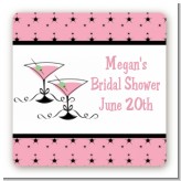 Martini Glasses - Square Personalized Bridal Shower Sticker Labels
