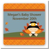 Little Turkey Boy - Square Personalized Baby Shower Sticker Labels