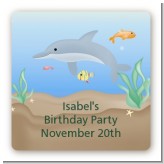 Dolphin - Square Personalized Birthday Party Sticker Labels