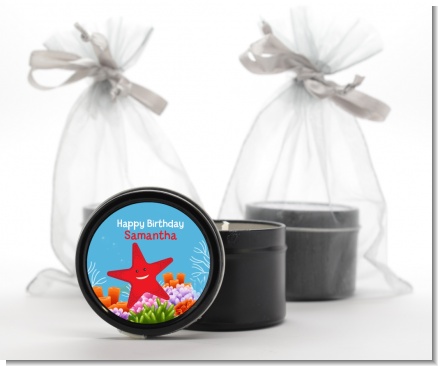 Starfish - Birthday Party Black Candle Tin Favors