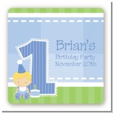 1st Birthday Boy - Square Personalized Birthday Party Sticker Labels