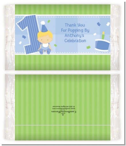 1st Birthday Boy - Personalized Popcorn Wrapper Birthday Party Favors