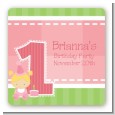1st Birthday Girl - Square Personalized Birthday Party Sticker Labels thumbnail