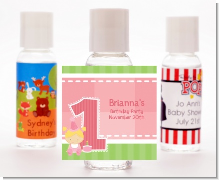1st Birthday Girl - Personalized Birthday Party Hand Sanitizers Favors