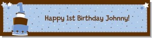 1st Birthday Topsy Turvy Blue Cake - Personalized Birthday Party Banners