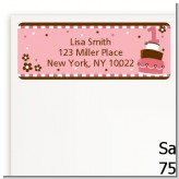 1st Birthday Topsy Turvy Pink Cake - Birthday Party Return Address Labels