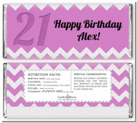 21st Birthday Chevron Pattern - Personalized Birthday Party Candy Bar Wrappers