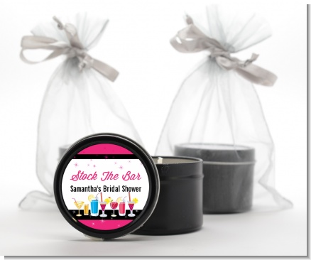 Stock the Bar Cocktails - Bridal Shower Black Candle Tin Favors