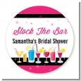 Stock the Bar Cocktails - Round Personalized Bridal Shower Sticker Labels thumbnail