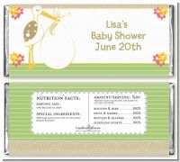 Stork Neutral - Personalized Baby Shower Candy Bar Wrappers