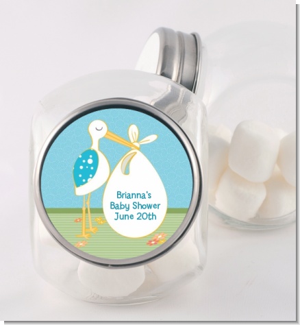 Stork It's a Boy - Personalized Baby Shower Candy Jar