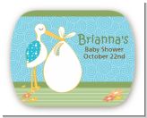 Stork It's a Boy - Personalized Baby Shower Rounded Corner Stickers