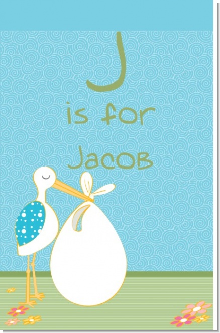 Stork It's a Boy - Personalized Baby Shower Nursery Wall Art