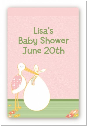 Stork It's a Girl - Custom Large Rectangle Baby Shower Sticker/Labels