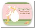 Stork It's a Girl - Personalized Baby Shower Rounded Corner Stickers thumbnail