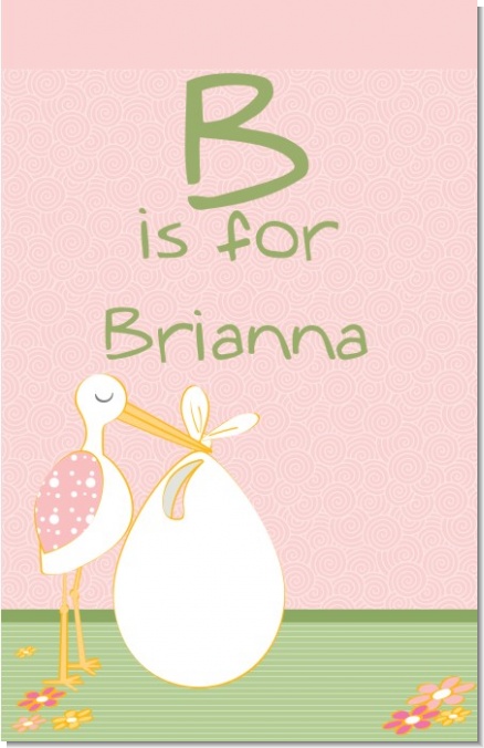 Stork It's a Girl - Personalized Baby Shower Nursery Wall Art