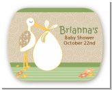 Stork Neutral - Personalized Baby Shower Rounded Corner Stickers