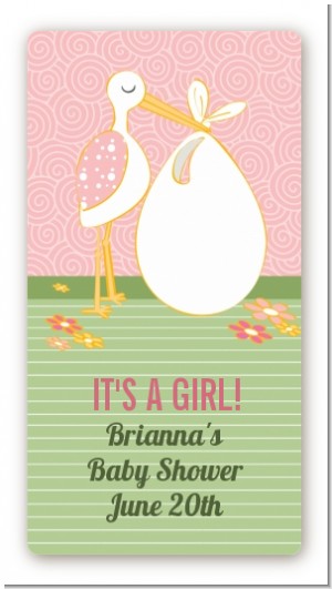 Stork It's a Girl - Custom Rectangle Baby Shower Sticker/Labels