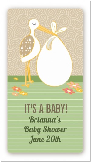Stork Neutral - Custom Rectangle Baby Shower Sticker/Labels
