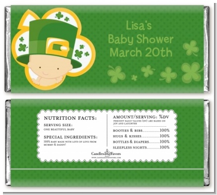 St. Patrick's Baby Shamrock - Personalized Baby Shower Candy Bar Wrappers