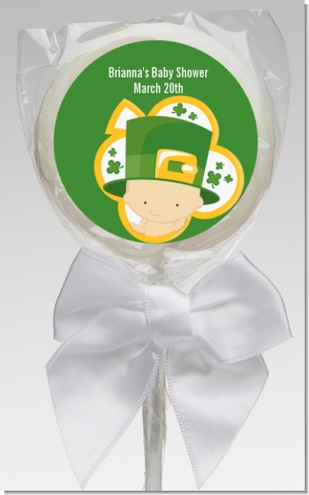 St. Patrick's Baby Shamrock - Personalized Baby Shower Lollipop Favors