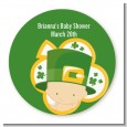 St. Patrick's Baby Shamrock - Round Personalized Baby Shower Sticker Labels thumbnail