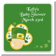 St. Patrick's Baby Shamrock - Square Personalized Baby Shower Sticker Labels thumbnail