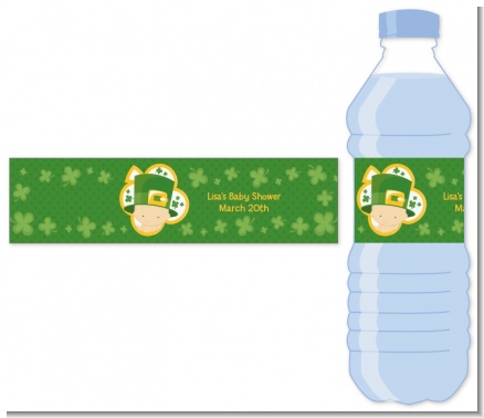 St. Patrick's Baby Shamrock - Personalized Baby Shower Water Bottle Labels