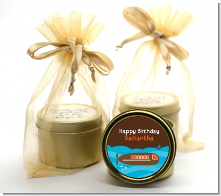 Submarine - Birthday Party Gold Tin Candle Favors