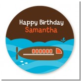 Submarine - Round Personalized Birthday Party Sticker Labels