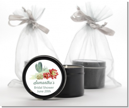 Succulents - Bridal Shower Black Candle Tin Favors