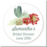 Succulents - Round Personalized Bridal Shower Sticker Labels