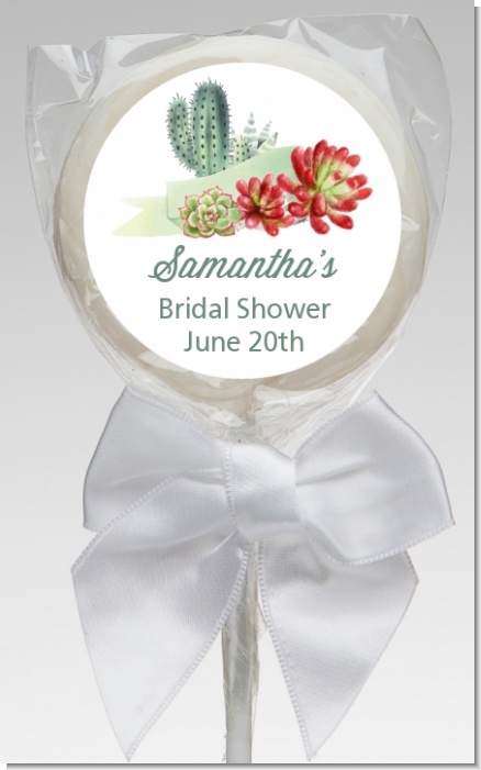 Succulents - Personalized Bridal Shower Lollipop Favors