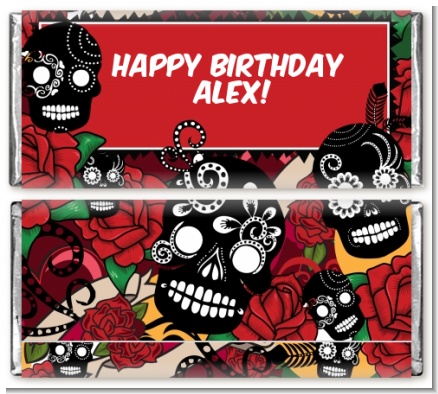 Sugar Skull - Personalized Birthday Party Candy Bar Wrappers