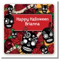 Sugar Skull - Square Personalized Halloween Sticker Labels thumbnail