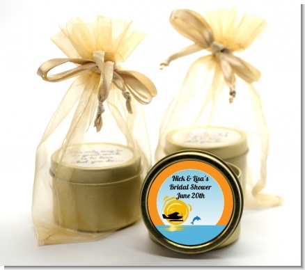 Sunset Trip - Bridal Shower Gold Tin Candle Favors