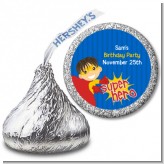 Superhero Boy - Hershey Kiss Birthday Party Sticker Labels