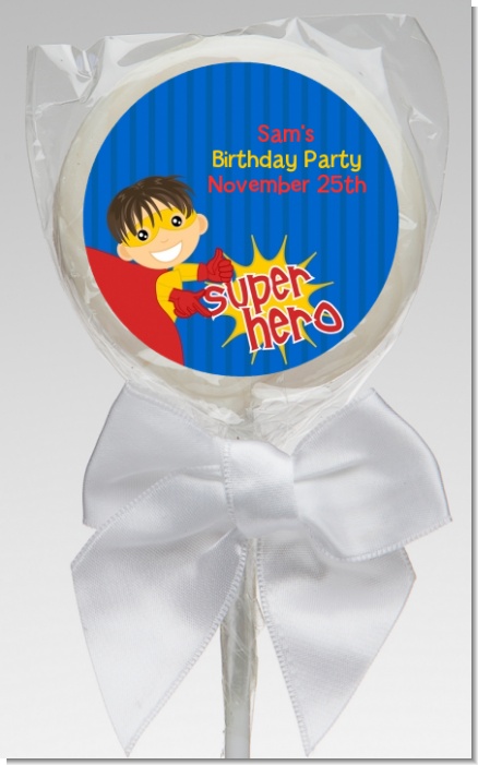 Superhero Boy - Personalized Birthday Party Lollipop Favors