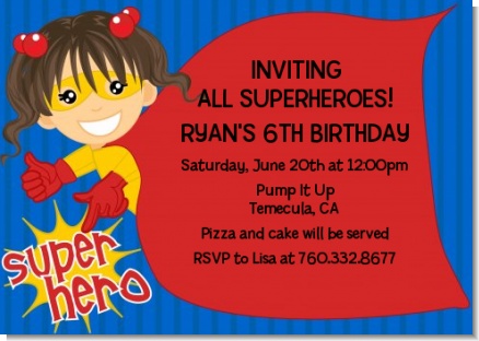 Superhero Girl - Birthday Party Invitations