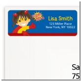 Superhero Girl - Birthday Party Return Address Labels